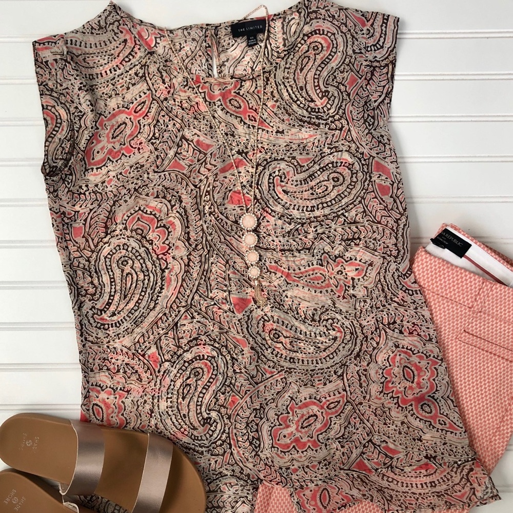 EUC - The Limited Cap Sleeve Paisley Blouse